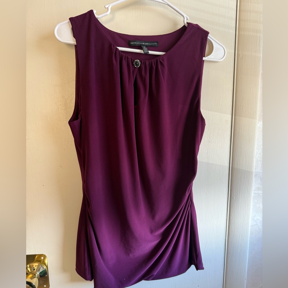 White House Black Market Maroon Tank Top Blouse Size M